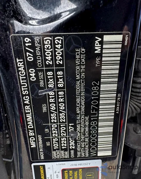 2020 Mercedes-Benz Glc 300 z USA, uszkodzony, nr VIN WDC0G8DB1LF701082